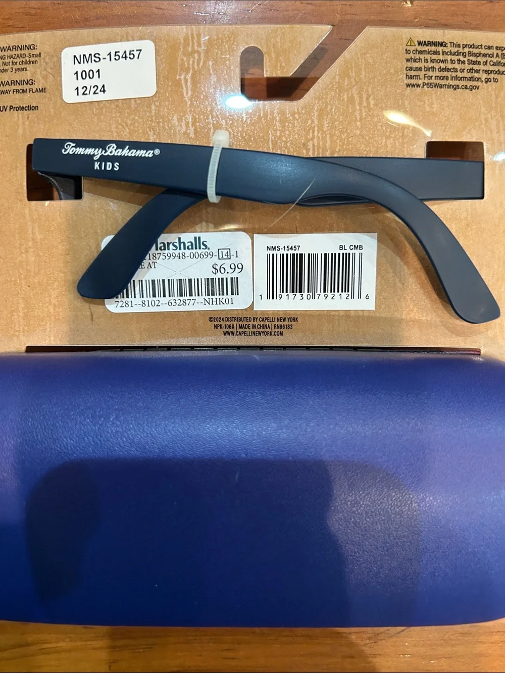 Tommy Bahama Kids Black Sunglasses with Red and Navy Shark Case